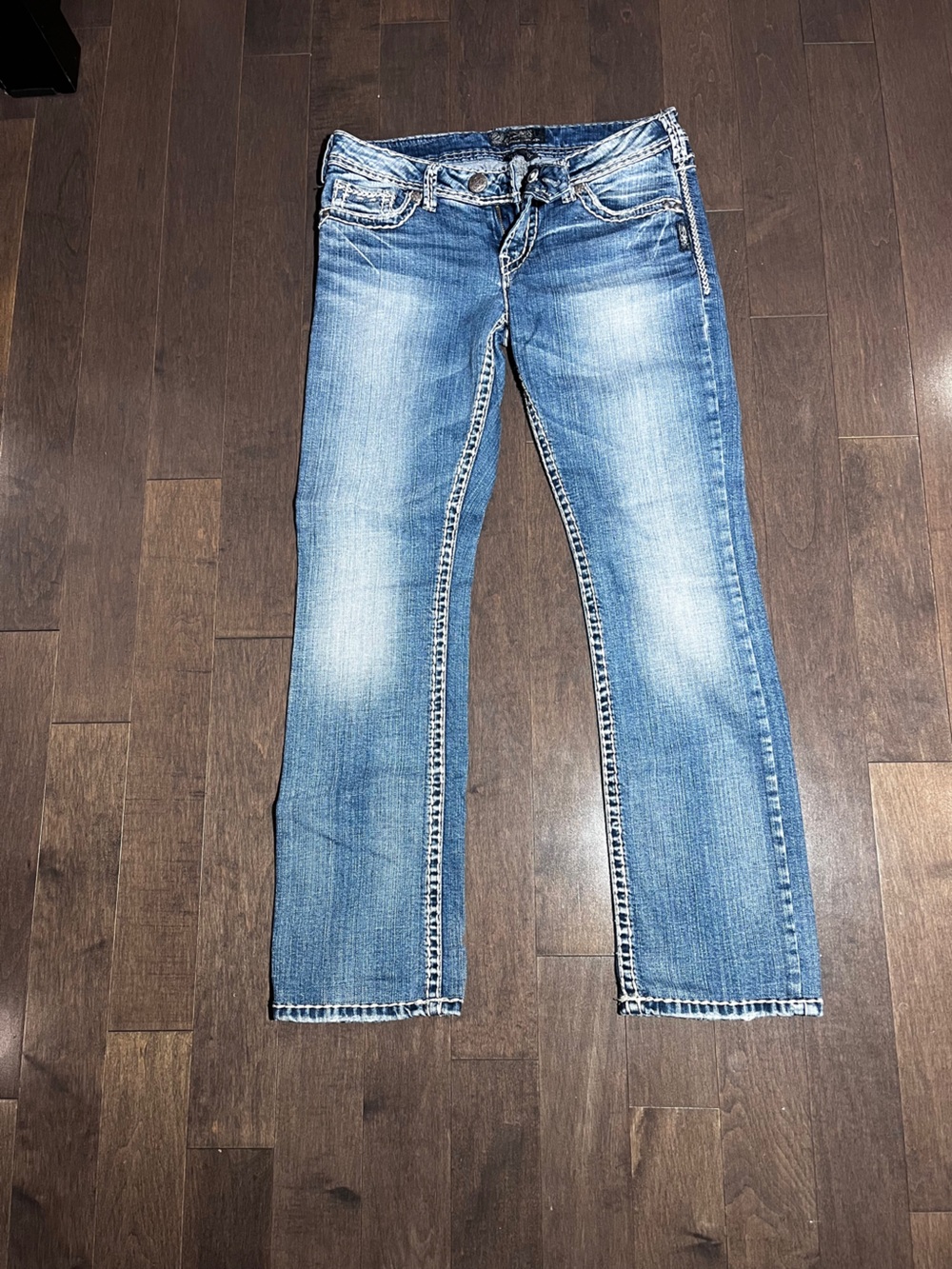 Silver Jeans- Tuesday  Light Blue Jeans with Faded Detail Low Rise